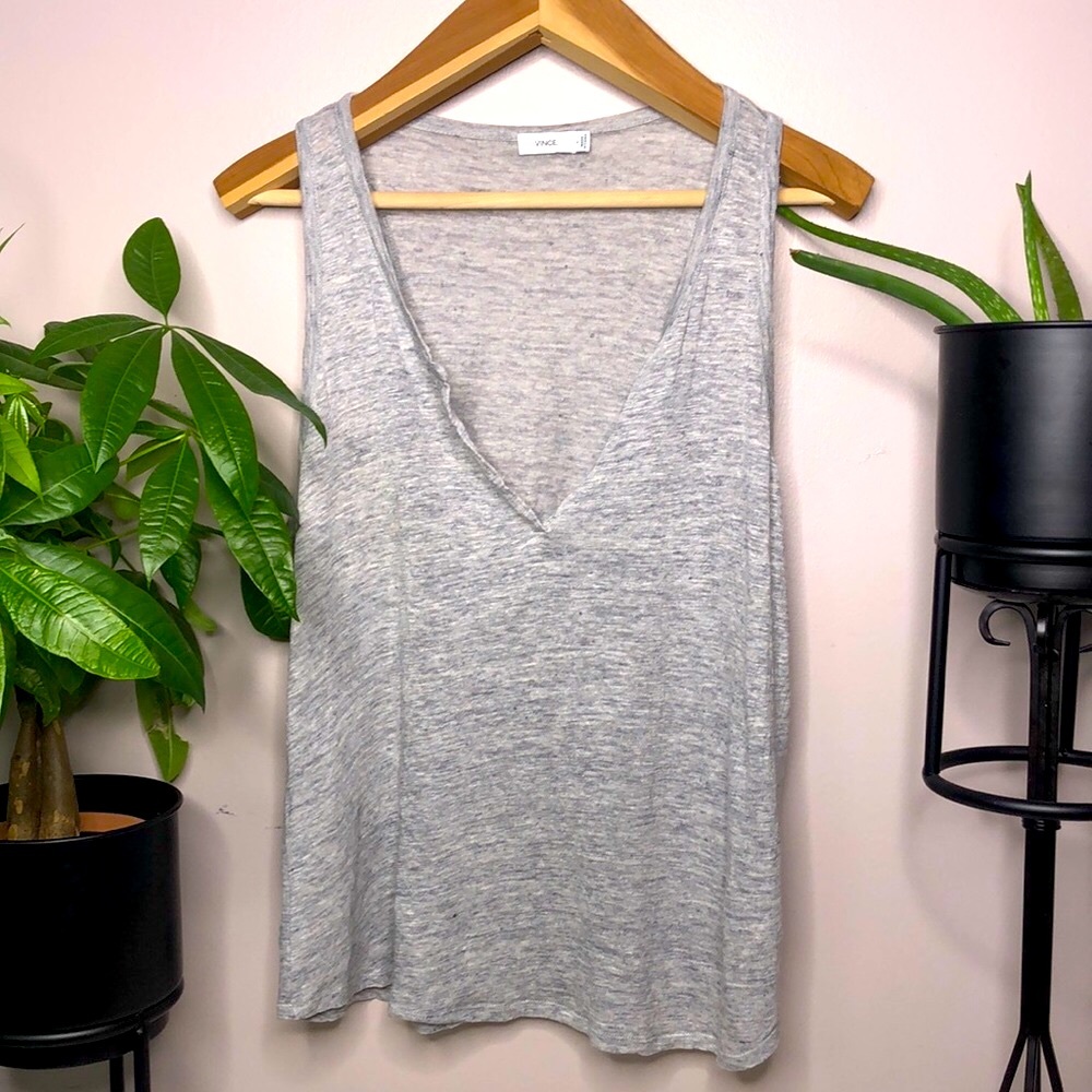 VINCE Gray RacerBack Tank L